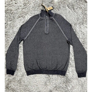 Tailor Vintage Men's Reversible Cotton Pullover 1/4 Zip Sweater Navy Size L $169